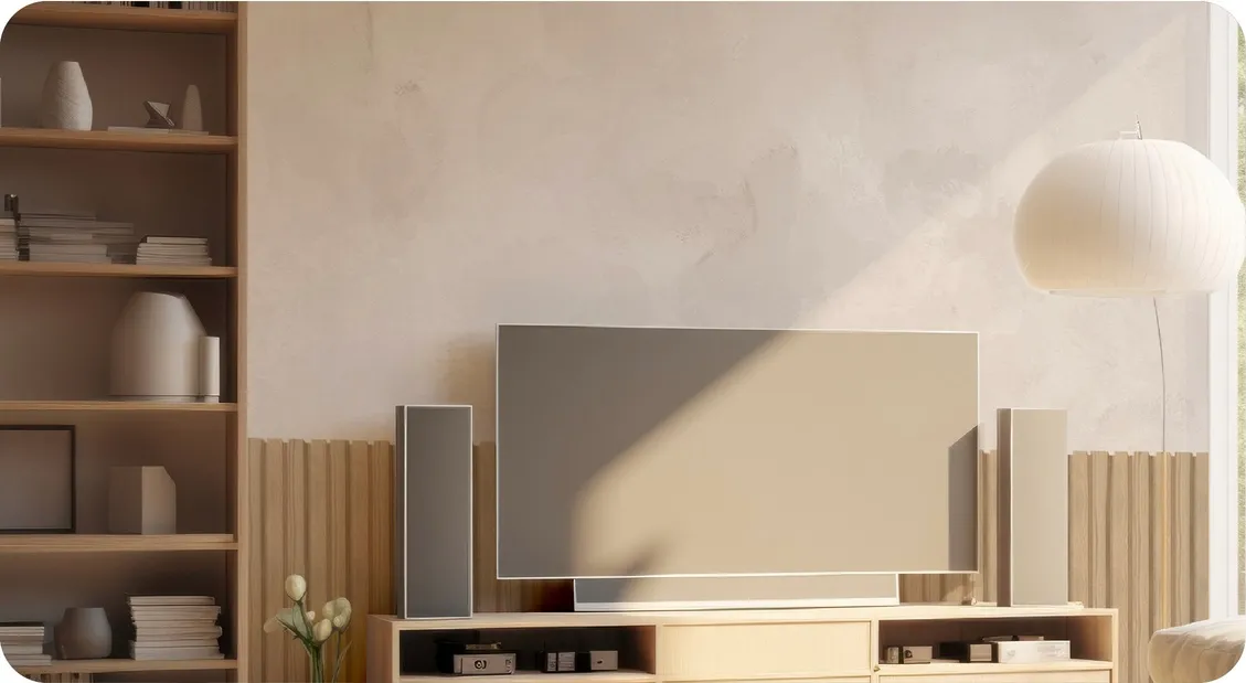 Elevate Your Entertainment Space with  TV Console Wallpaper